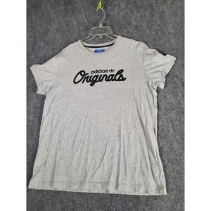 Adidas Originals Tshirt Men‎ Sz L Gray Graphic Print Casual Workout Athleisure